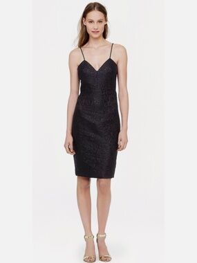 NWT J.Crew Women’s Dress Jacquard Glitter Black Sz 0 cotton & silk